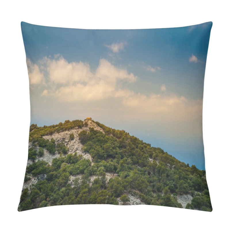 Personality  Beautiful Landscape With A Little House In Rocky Mountains Pillow Covers