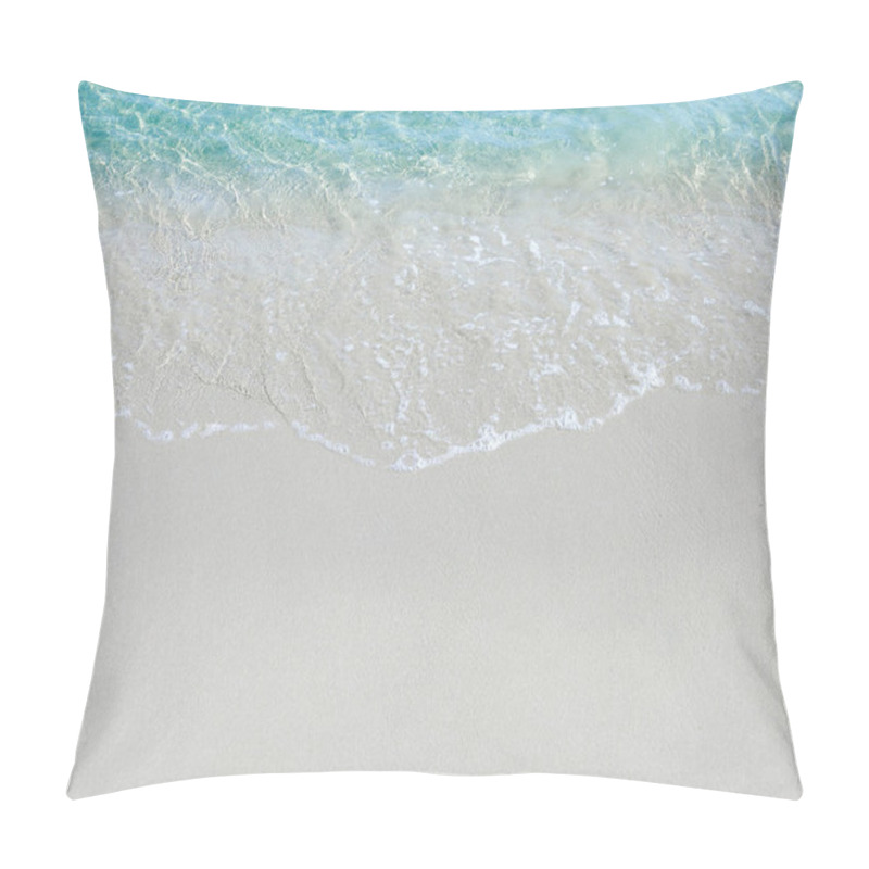 Personality  Foamy Waves On A Sandy Beach With Blue Sea Water At A Tropical Beach Pillow Covers