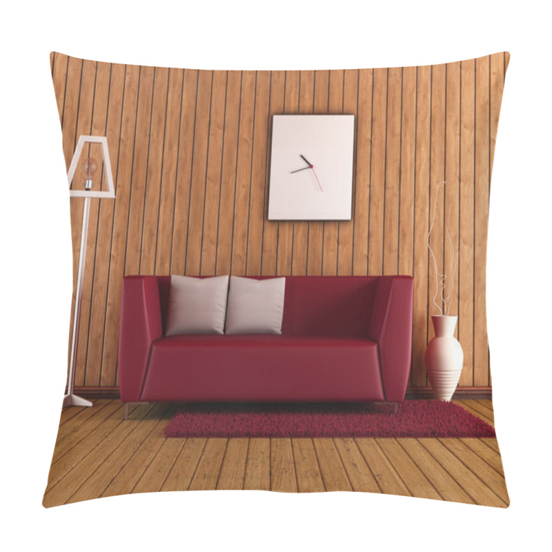 Personality  Wooden Living Room With Red Couch Pillow Covers