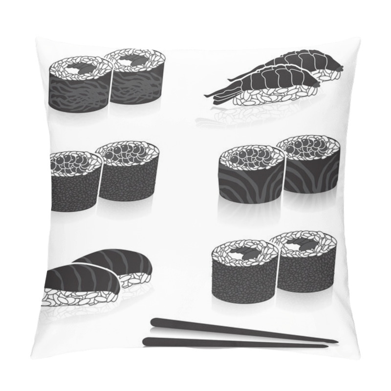 Personality  Japanese Cuisine Silhouette Sushi With Caviar And Fish Pillow Covers