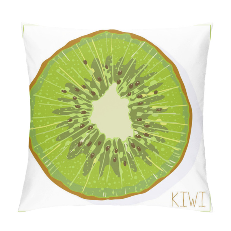 Personality  Vector Silhouette Of A Slice Of Kiwi. Isolated Drawing Fruit On A White Background. Pillow Covers