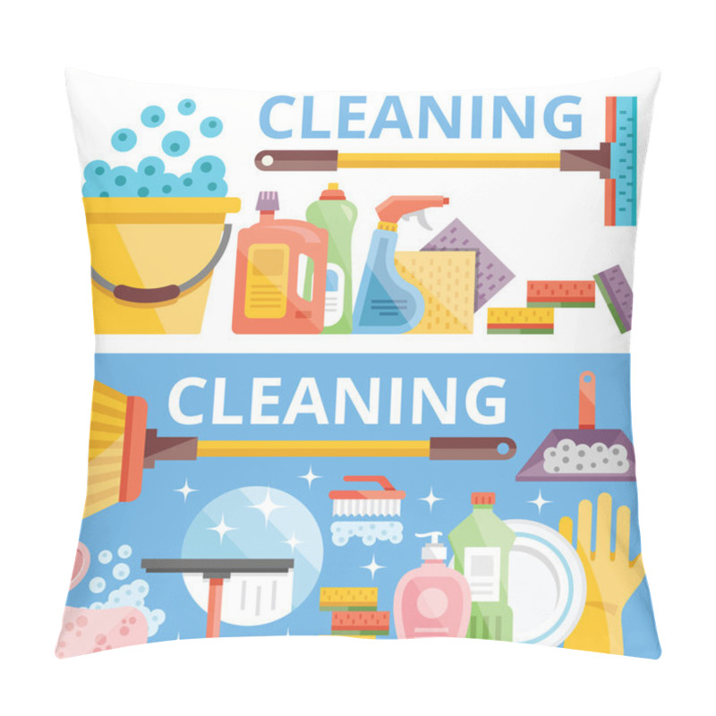 Personality  Cleaning Flat Illustration Concepts Set Pillow Covers