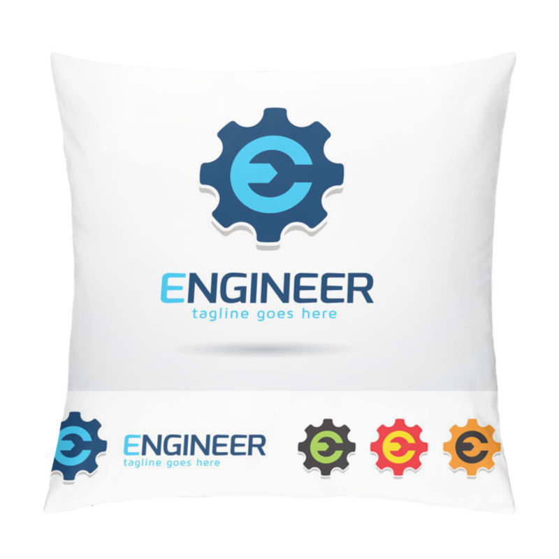 Personality  Engineer Letter E Logo Template Design Vector Pillow Covers