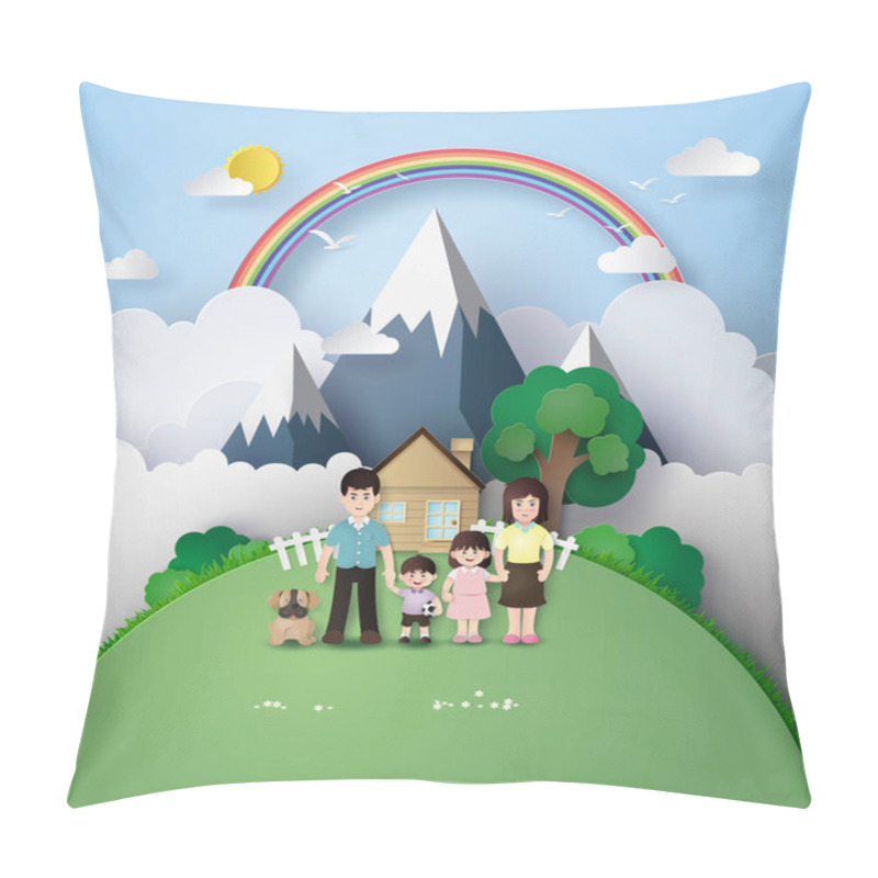 Personality  Paper Art Of Happy Family Having Fun  Pillow Covers