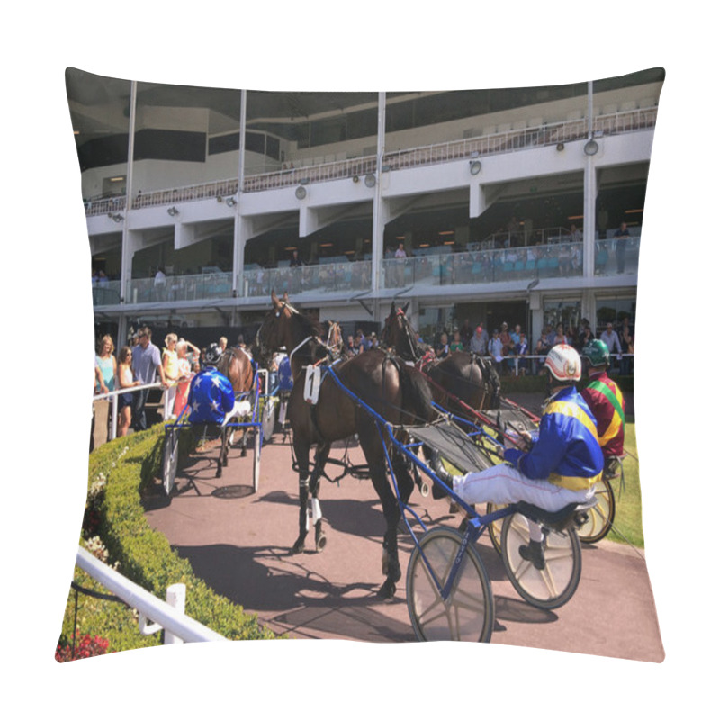 Personality  Harness Racing In Alexandra Park Raceway In Auckland New Zealand Pillow Covers