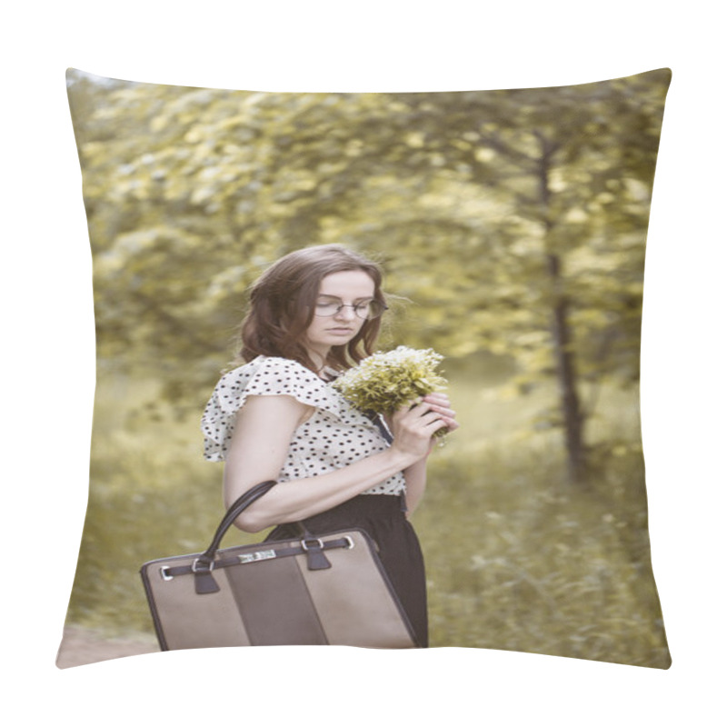 Personality  Girl Walking In The Forest Pillow Covers