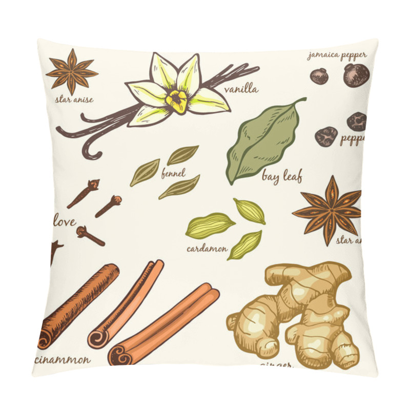 Personality  Seamless Pattern Of Kitchen Spices Pillow Covers