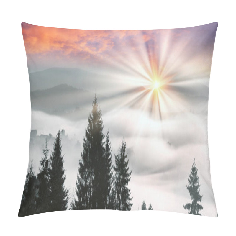 Personality  Foggy Sunrise In The Carpathian Mountains Pillow Covers