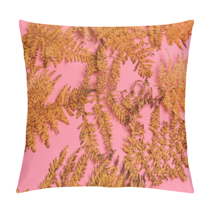 Personality  Autumn Fern Leaves Isolated On Pink Background. Horizontal Orienattion. Minimalistic Style. Pillow Covers