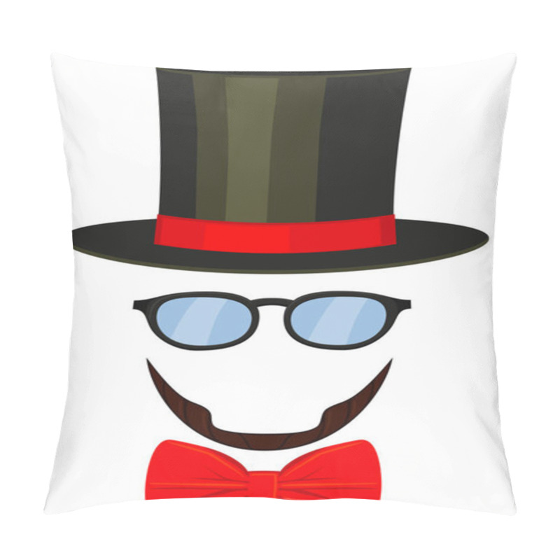 Personality  Art Poster Man Father Dad Day Avatar Element Set Tall Hat Glasses Beard, Beaver, Bow Tie. Pillow Covers