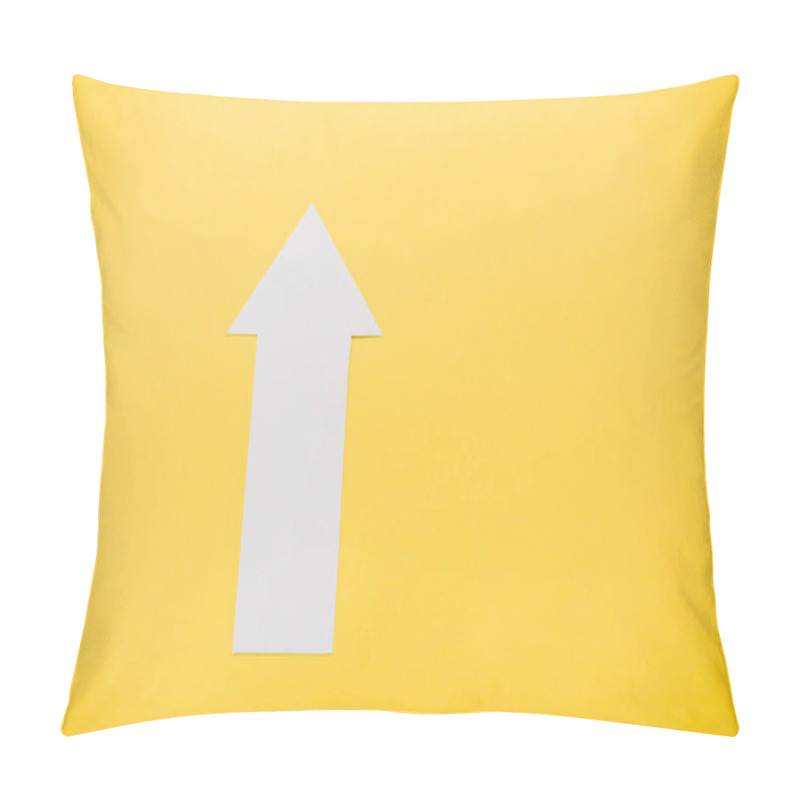 Personality  Top View Of White Arrow Isolated On Yellow With Copy Space  Pillow Covers