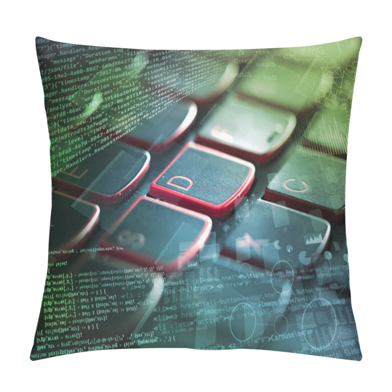 Personality  Close-up Keyboard With Coding Concept Pillow Covers