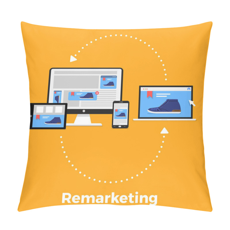 Personality  Flat Design Concept Digital Marketing Retargeting Or Remarketing. Online Banner Ad Network. Vector Illustrations. Pillow Covers