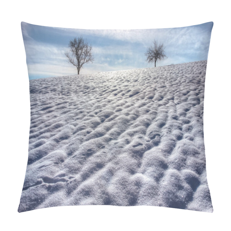 Personality  Two Lonely Trees On Snow Field Pillow Covers