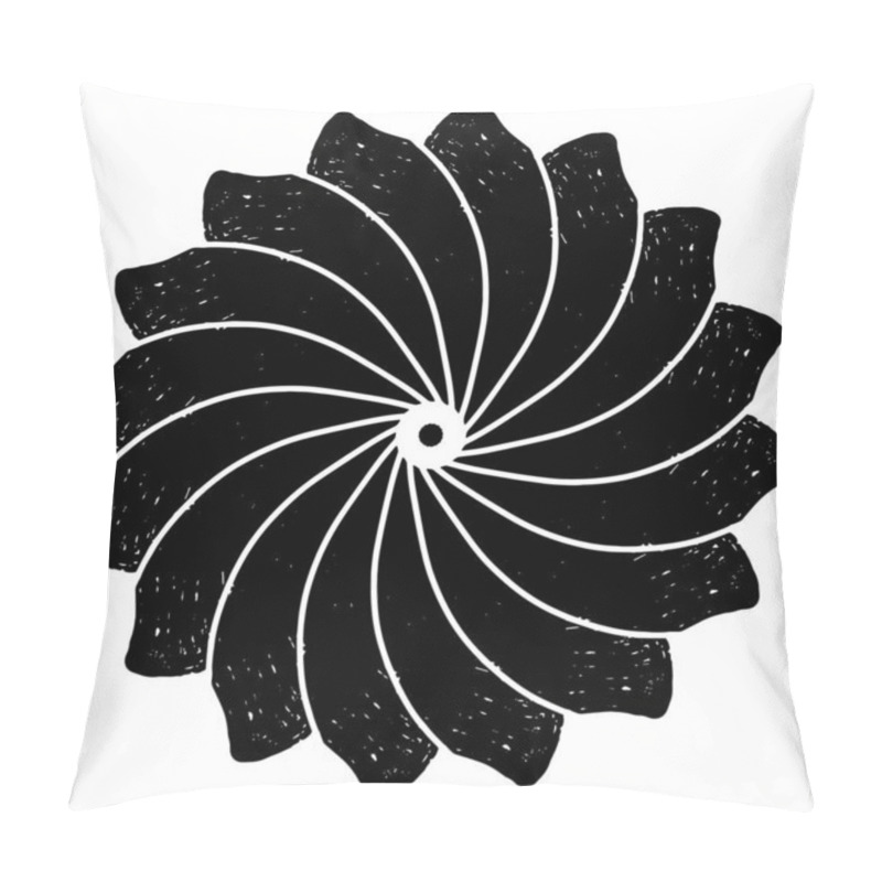 Personality  Abstract Black Spiral Design With Grunge Linocut Style Texture. Radial Symmetry Creates A Hypnotic And Dynamic Visual Effect. Ideal For Backgrounds, Prints Or Modern Art Projects. Pillow Covers