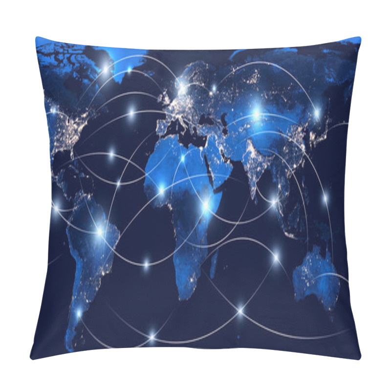 Personality  Global Networking And International Communication. World Map As A Symbol Of The Global Network. Elements Of This Image Are Owned By NASA. Pillow Covers