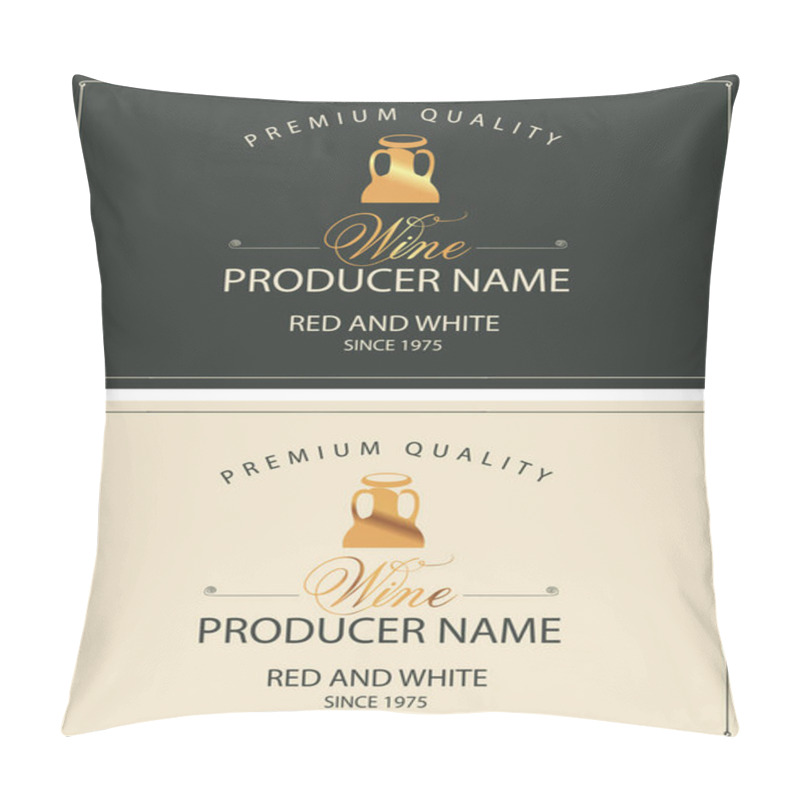 Personality  Set Of Two Vector Wine Labels With Golden Jug Pillow Covers