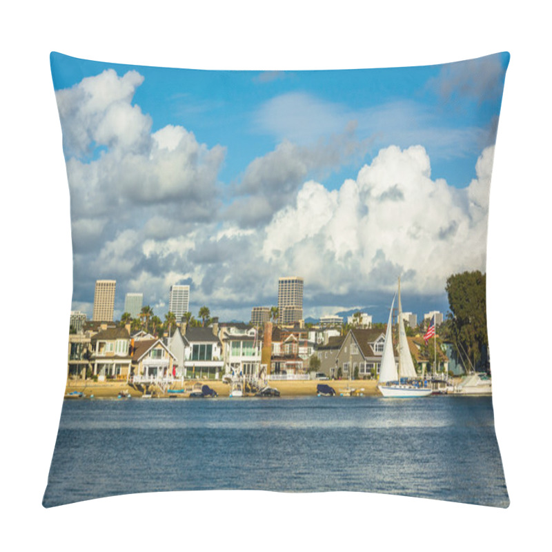 Personality  View Of Balboa Island, And Buildings In Irvine, From Newport Bea Pillow Covers