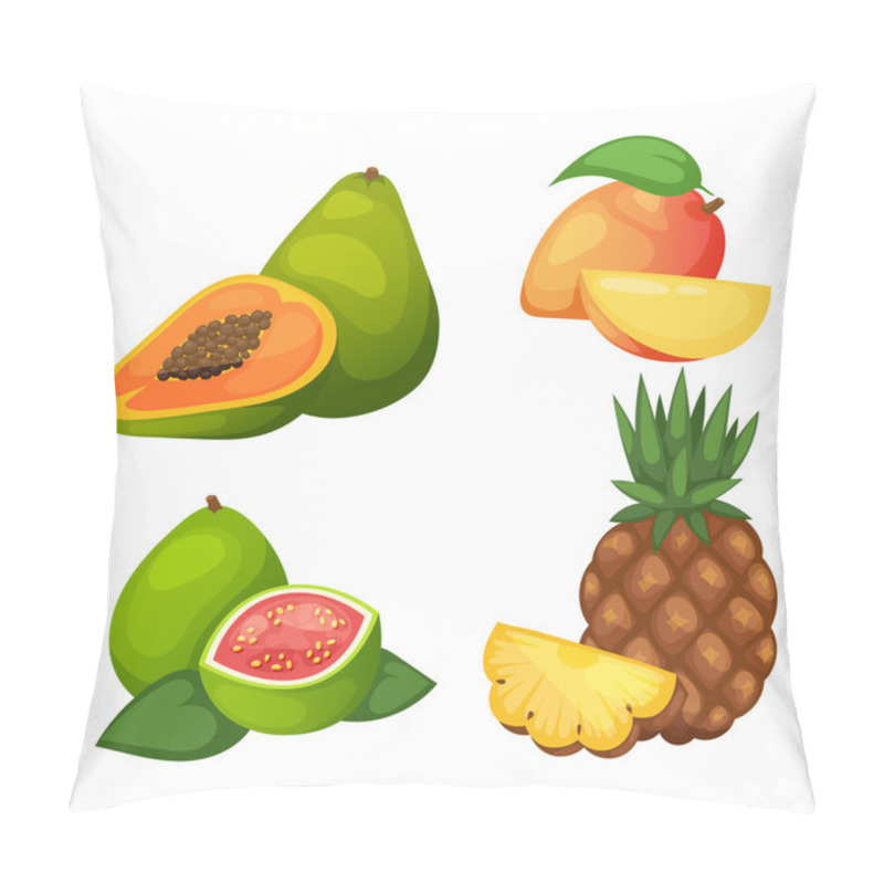 Personality  Tropical Fruits Vector Set. Pillow Covers