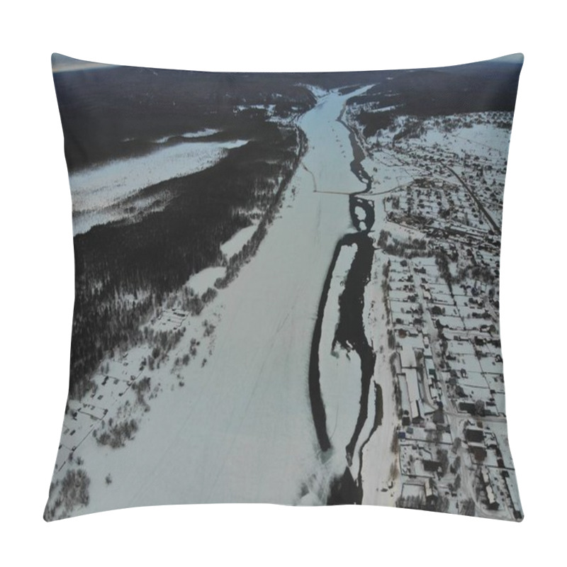 Personality  Aerial Landscape In Winter Season Pillow Covers