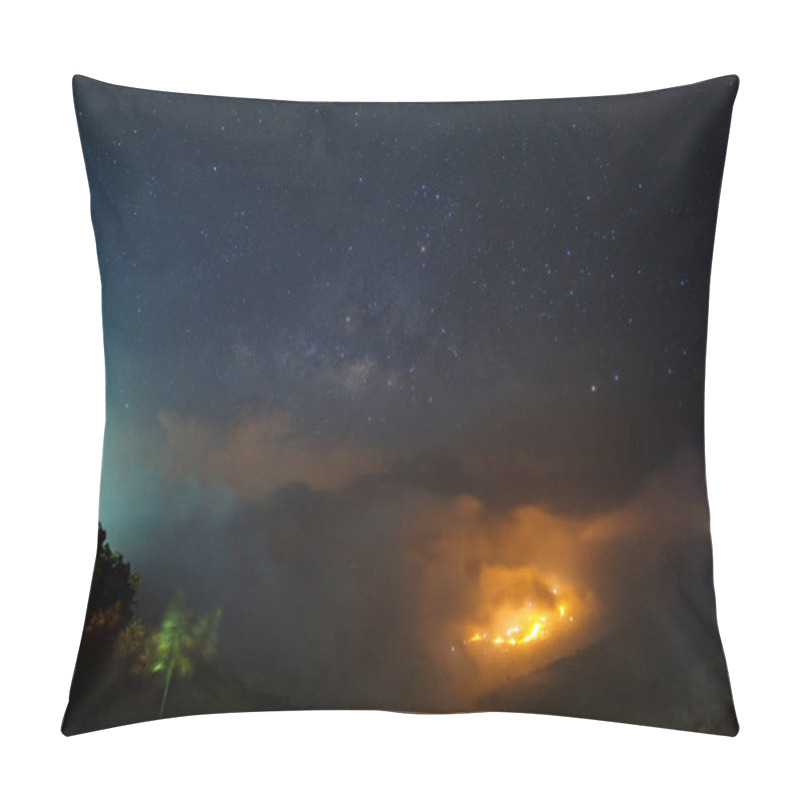 Personality  Milky Way Galaxy Over Foggy Mountains At Phutabberk Phetchabun  Pillow Covers