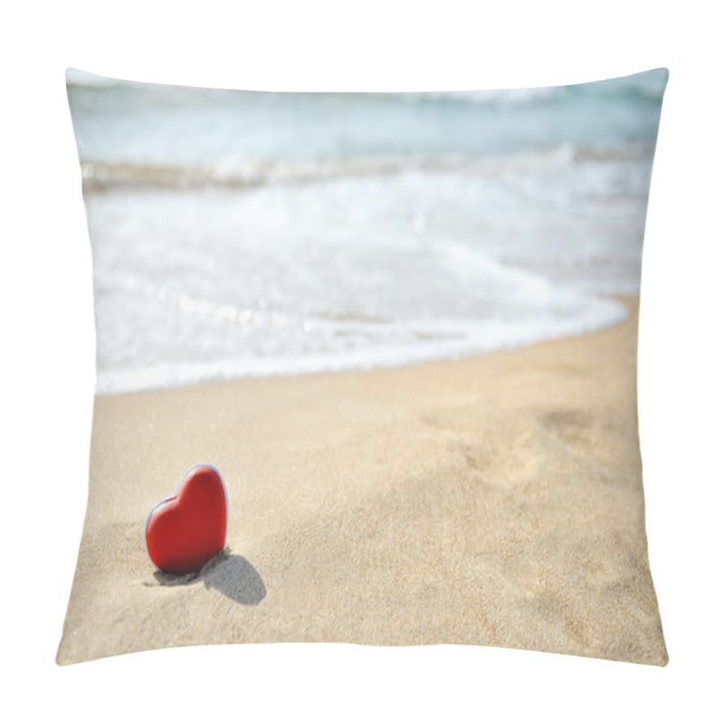 Personality  Red Heart On Sea Beach - Love Relax Concept Pillow Covers