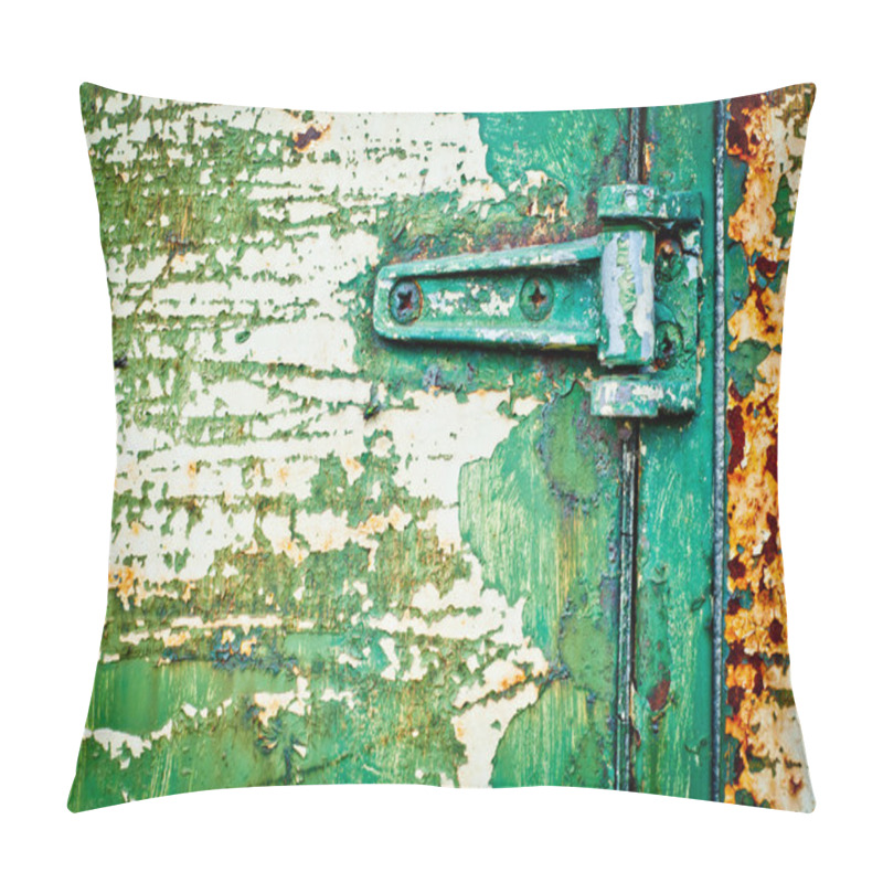 Personality  Rusty Metal Door With Hinge Cracked Paint Pillow Covers