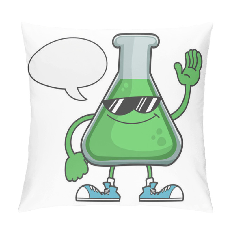 Personality  Science Test Tube With Sunglasses And Speech Bubble Pillow Covers