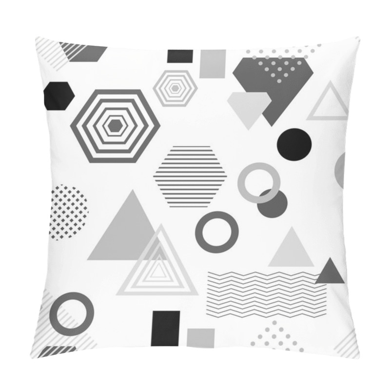 Personality  Abstract Seamless Pattern In Postmodern Memphis Style  Black  Grey On White Pillow Covers