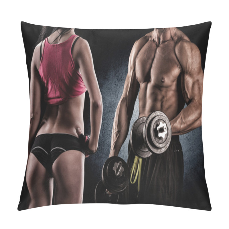 Personality  Closeup Of A Muscular Young Man Lifting Weights Pillow Covers