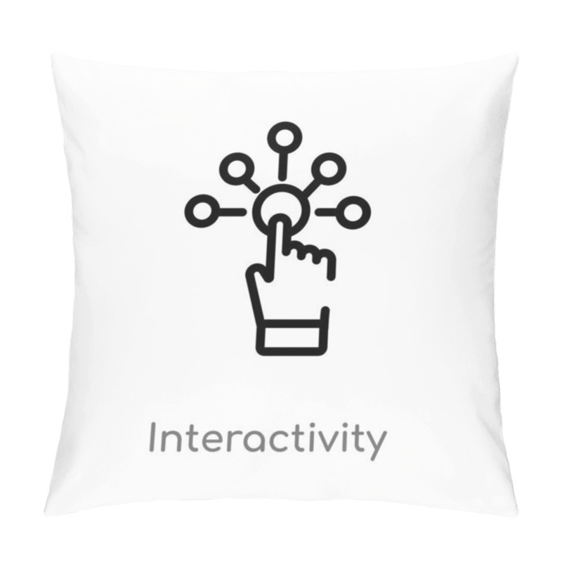 Personality  Outline Interactivity Vector Icon. Isolated Black Simple Line Element Illustration From Augmented Reality Concept. Editable Vector Stroke Interactivity Icon On White Background Pillow Covers