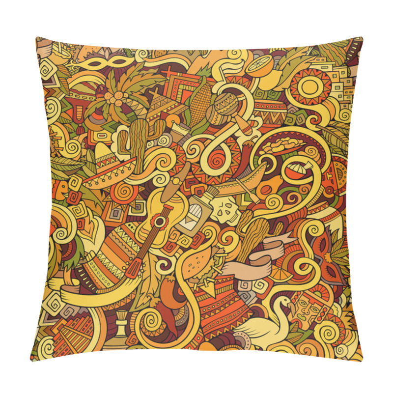 Personality  Cartoon Hand-drawn Doodles On The Subject Of Latin America Pillow Covers