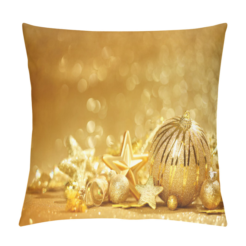 Personality  Golden Christmas Background Pillow Covers