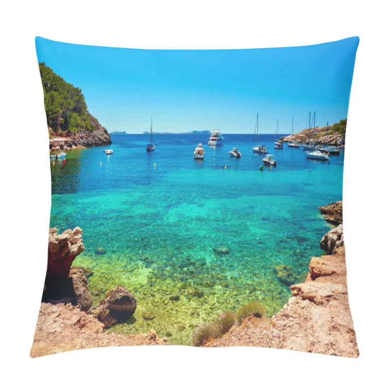 Personality  Sailboats At Cala Salada Lagoon Pillow Covers