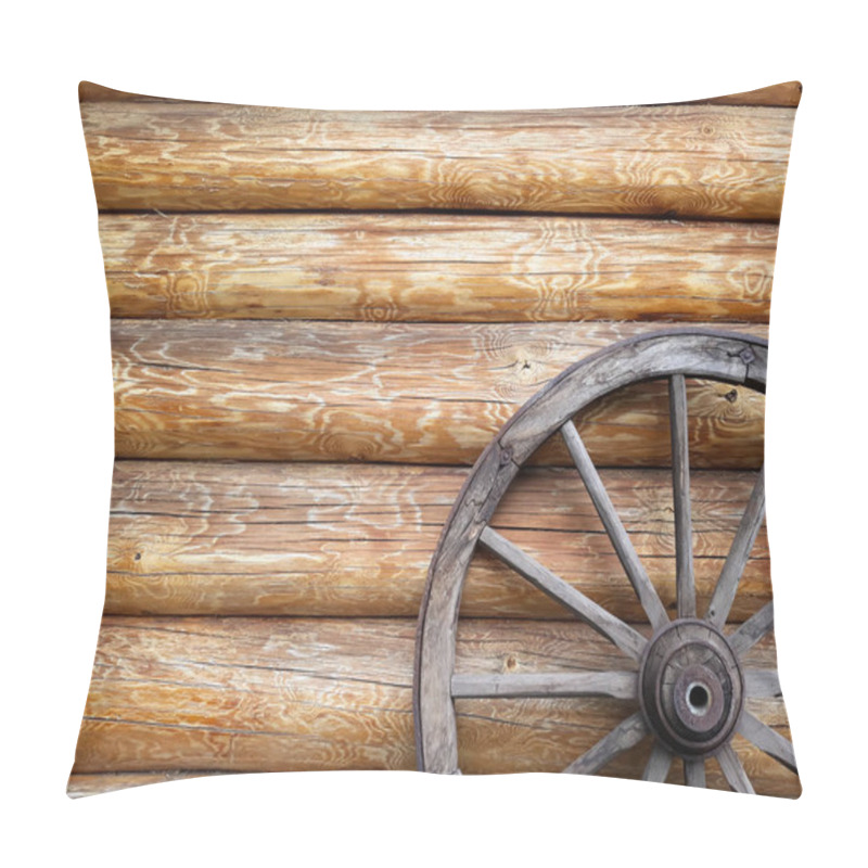 Personality  The Wooden Wheel Of The Cart. Pillow Covers