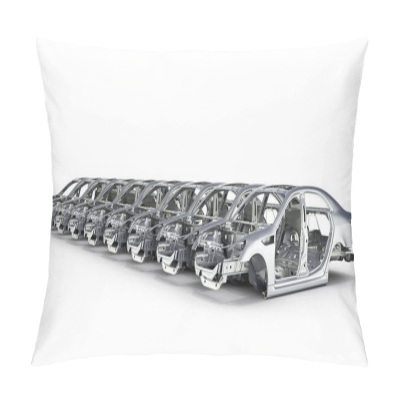 Personality  Car Bodies Lined Up In A Row Isolated On White Background 3d Ill Pillow Covers