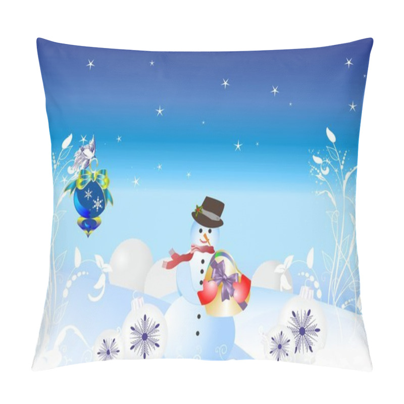 Personality  Snowman With Gift, Pillow Covers