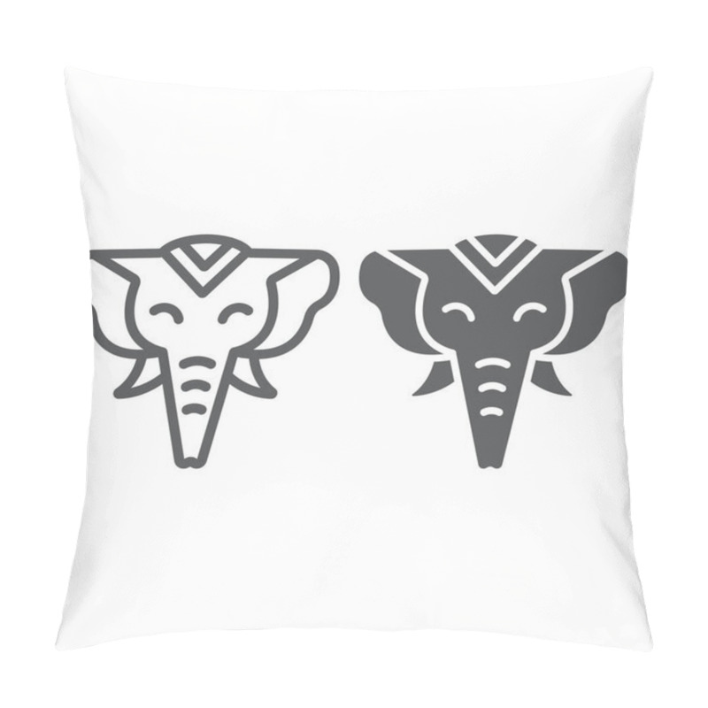 Personality  Elephant Line And Glyph Icon, Zoo And Wildlife, African Animal Sign, Vector Graphics, A Linear Pattern On A White Background. Pillow Covers