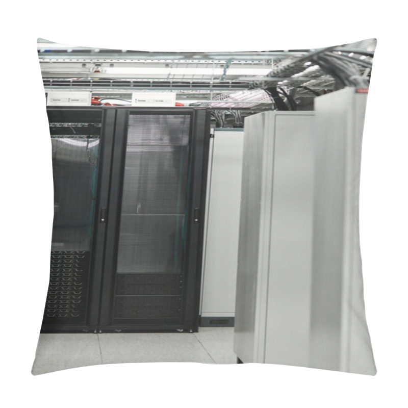 Personality  Computer Systems In A Bustling Server Room. Pillow Covers