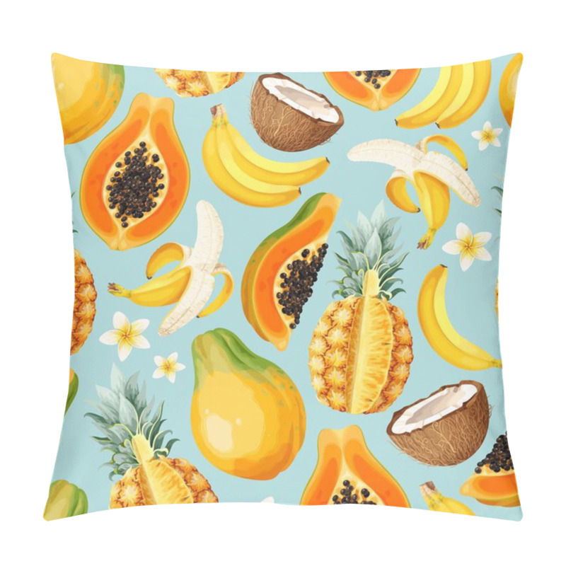 Personality  Seamless Vector Pattern With Sliced Exotic Fruits Pillow Covers