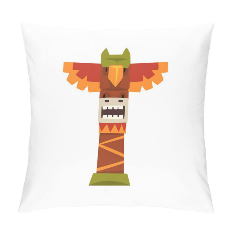 Personality  Native Indian Totem Pole Vector Illustrationon A White Background Pillow Covers