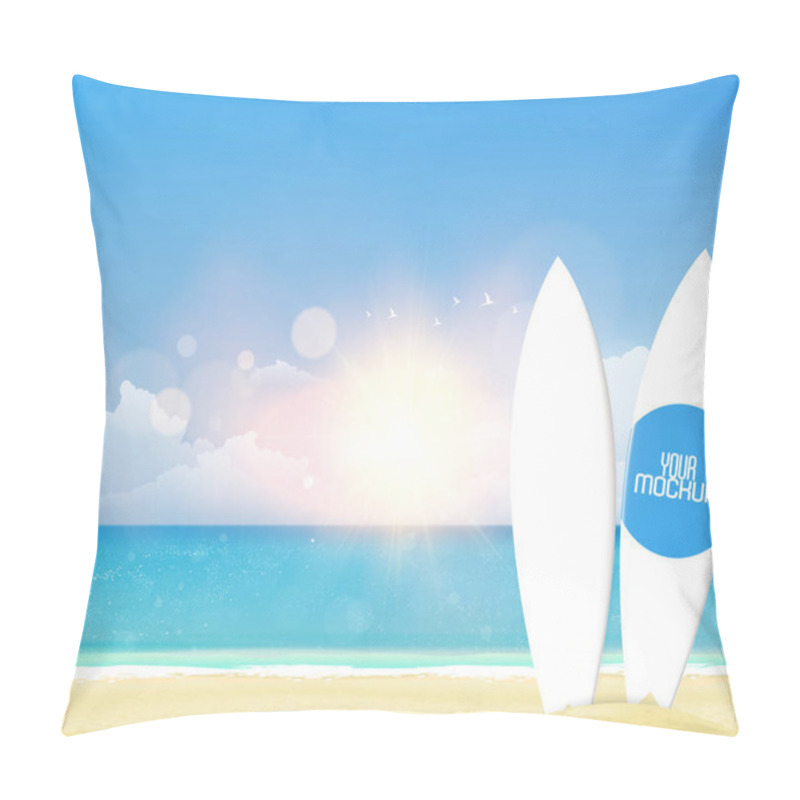 Personality  Sandy Beach With Surf Boards Pillow Covers