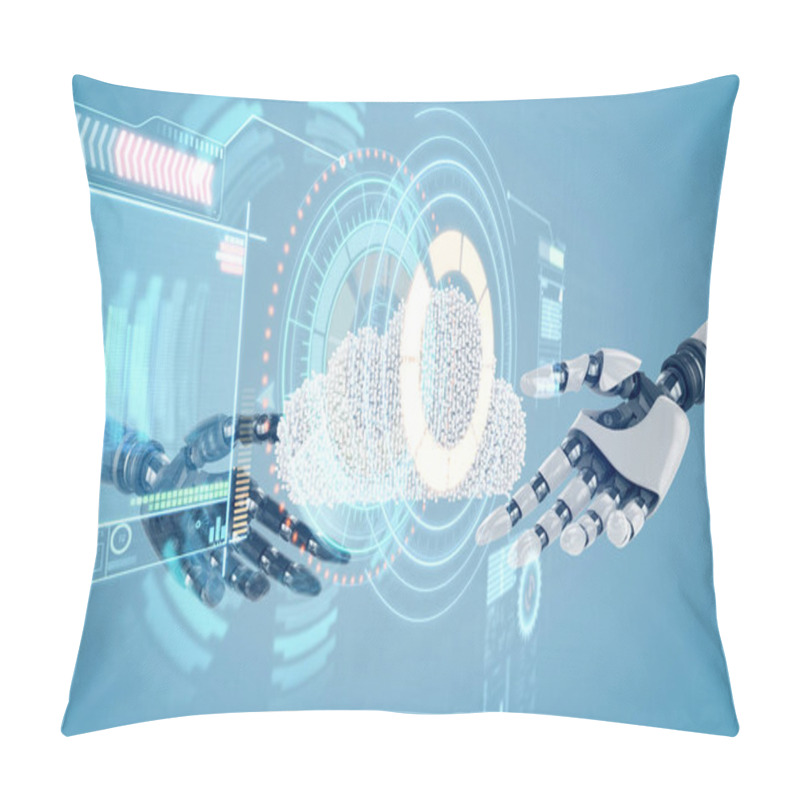 Personality  Cloud Against Robotic Arm Pointing Pillow Covers