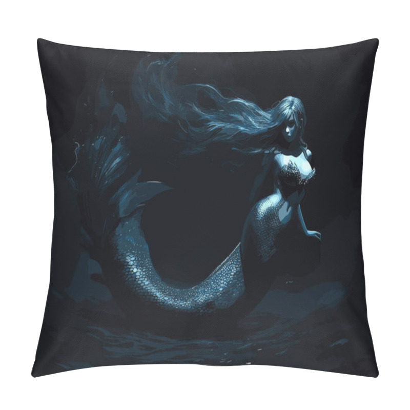 Personality  A Background Of Blue Ocean Waters Has A Gorgeous Mermaid With Flowing Hair And A Beautiful Tail Pillow Covers