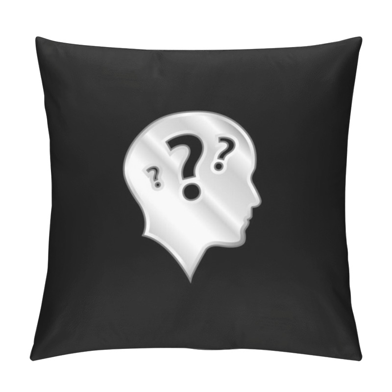 Personality  Bald Head Side View With Three Question Marks Silver Plated Metallic Icon Pillow Covers