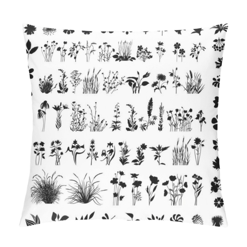 Personality  Collection Of Variable Plants And Flowers - Silhouettes Pillow Covers