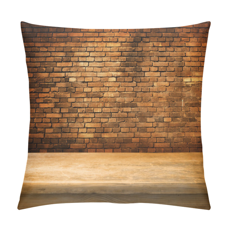 Personality  Empty Table And Old Brick Wall In Background Pillow Covers