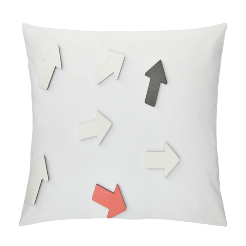 Personality  Top View Of Red, Black And White Pointers On Grey Background Pillow Covers