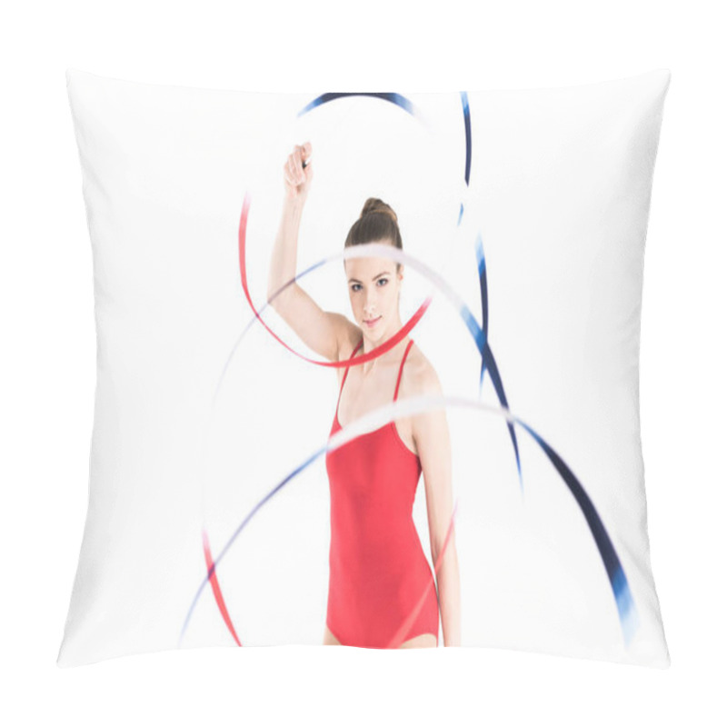 Personality  Woman Rhythmic Gymnast Performing With Rope Pillow Covers