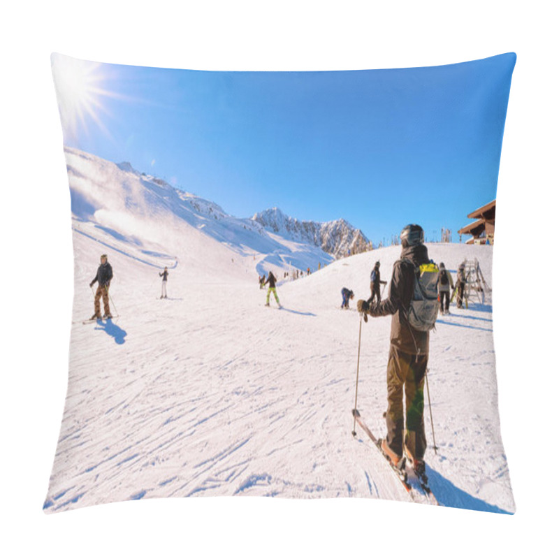 Personality  Men Skiers Skiing In Hintertux Glacier Of Tyrol In Austria Pillow Covers